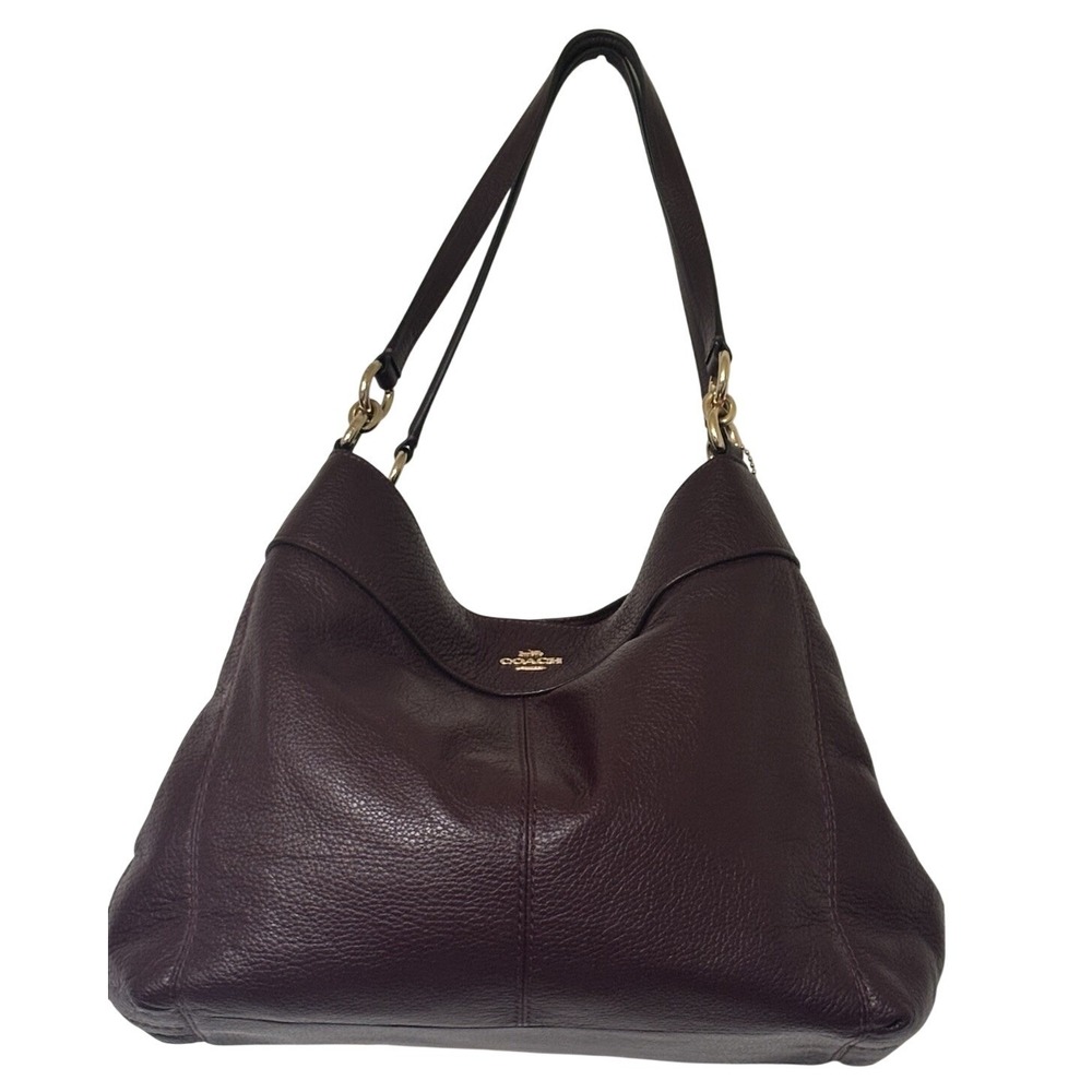 Coach Lexy Shoulder Bag Oxblood Pebbled Leather Large Hobo Tote - Picture 3 of 11